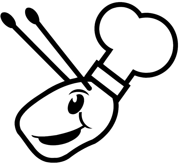 Ant's head wearing chef's hat vinyl sticker. Customize on line. Restaurants Bars Hotels 079-0436